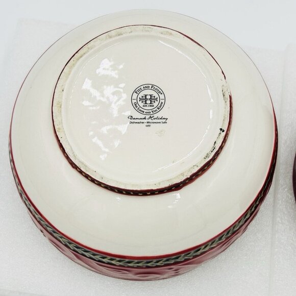 Fitz Floyd Damask Holiday 6" Salad Soup Serving Cereal Bowl Set of 2 - Picture 8 of 9
